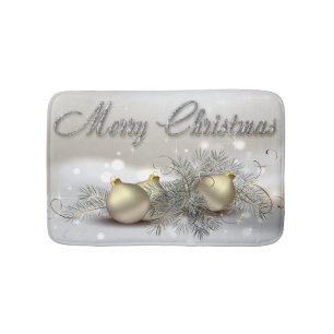 Gold & Silver Shimmer Christmas Ornaments Bath Mat