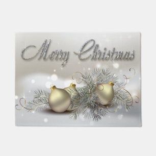Gold & Silver Shimmer Christmas Ornaments Doormat