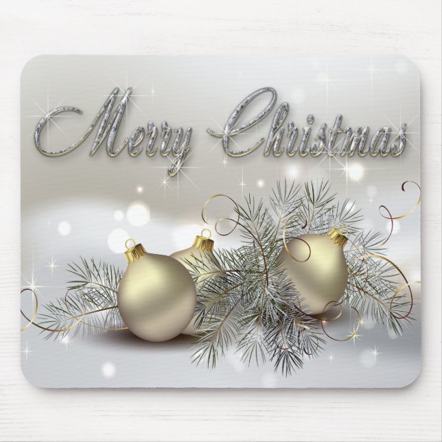 Gold & Silver Shimmer Christmas Ornaments Mouse Pad (Front)