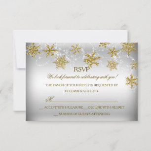 Gold & Silver Snowflake Christmas Holiday RSVP Card