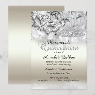 Gold Silver Sparkle Masquerade Quinceanera Invite