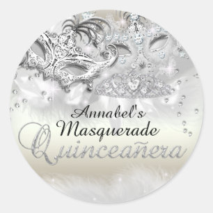 Gold Silver Sparkle Masquerade Quinceanera Sticker