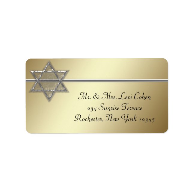 Gold Silver Star of David Address Labels (Front)