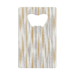 Gold Silver Stripes Confetti New Year Celebration Credit Card Bottle Opener