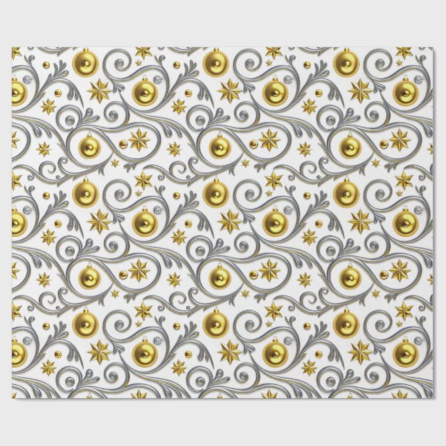 Gold & Silver Swirl Elegance Wrapping Paper (Flat)