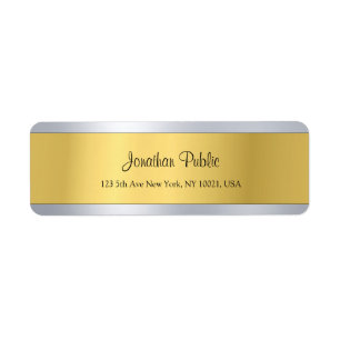 Gold Silver Template Modern Script Return Address