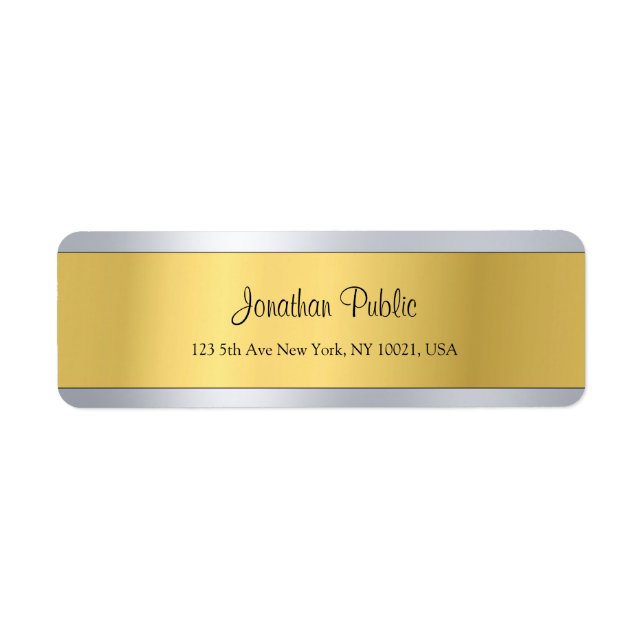 Gold Silver Template Modern Script Return Address (Front)