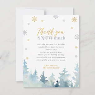 Gold & Silver Winter Wonderland Photo Thank You Card
