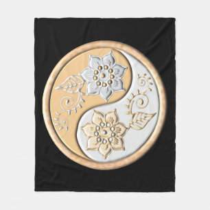Gold & Silver Yin Yang Fleece Blanket