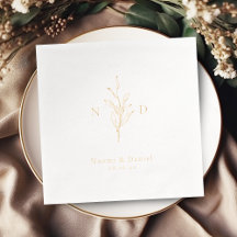 Gold simple botanical wedding monogram