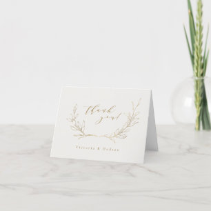 Gold simple botanical wreath wedding thank you car