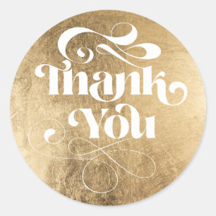 Gold simple cool retro script order thank you classic round sticker