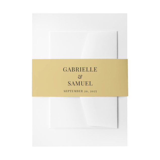 Gold Simple Elegance Wedding Invitation Belly Band (Front Example)