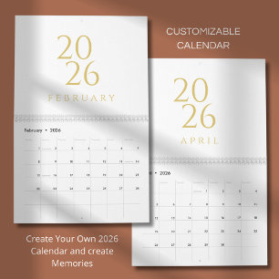 Gold Simple Elegant 2026 Calendar