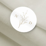 Gold simple elegant botanical leaves wedding classic round sticker<br><div class="desc">Rustic hand illustrated botanical leaves wreath in gold and white,  simple and elegant,  great wedding favour stickers for summer boho rustic wedding,  spring botanical garden wedding. 
See all the matching pieces in collection</div>