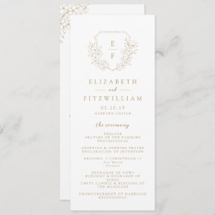 Gold Simple Elegant Cherry Blossom Monogram Crest Program