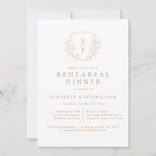 Gold Simple Elegant Cherry Blossom Rehearsal  Invitation