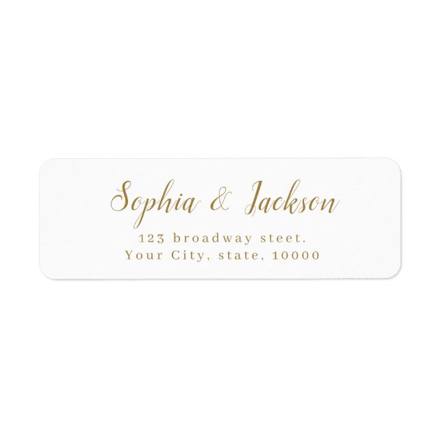 Gold simple elegant romantic script return address (Front)