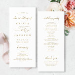 Gold simple elegant romantic script wedding  program<br><div class="desc">Romantic wedding programs feature stylish script and elegant font event details in gold colour,  modern and simple,  great for modern simple wedding,  minimalist formal wedding,  traditional classic wedding.  
See all the matching pieces in collection.</div>