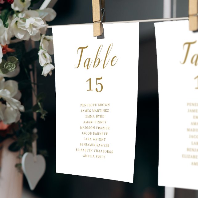 Gold simple elegant script wedding seating charts (Gold simple elegant script wedding seating charts)