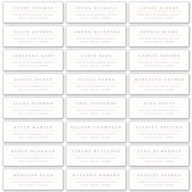 Gold Simple elegant wedding guest address label (Front)