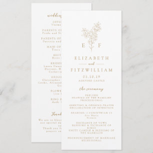 Gold Simple Minimal Cherry Blossom Monogram Wreath Program
