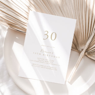 Gold Simple Minimalist 30th Birthday Party Invitation