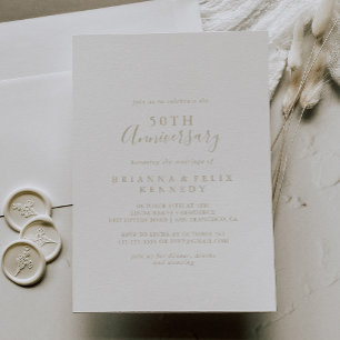 Gold Simple Minimalist 50th Wedding Anniversary Invitation