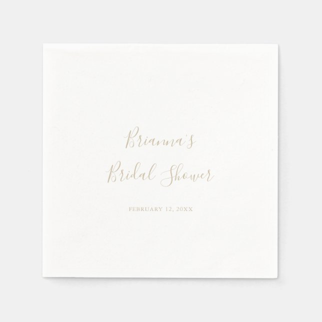 Gold Simple Minimalist Bridal Shower Napkins (Front)