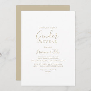 Gold Simple Minimalist Gender Reveal Party Invitation