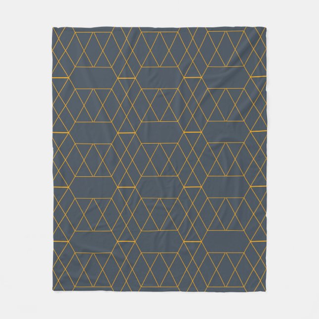 Gold, simple, modern, cool, trendy lines geometric fleece blanket (Front)