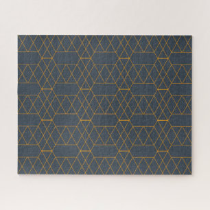 Gold, simple, modern, cool, trendy lines geometric jigsaw puzzle