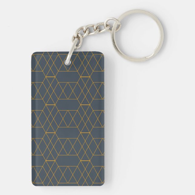 Gold, simple, modern, cool, trendy lines geometric keychain (Back)
