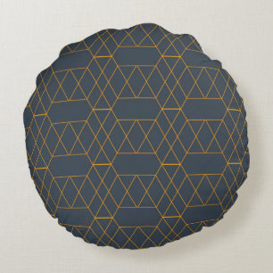 Gold, simple, modern, cool, trendy lines geometric round pillow