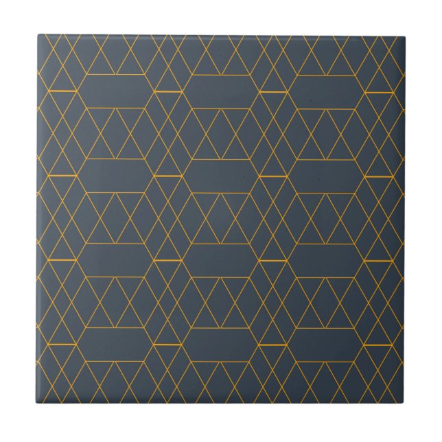 Gold, simple, modern, cool, trendy lines geometric tile (Front)