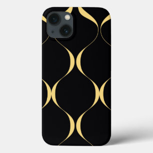 Gold, simple, modern, luxurious wavy graphic iPhone 13 case