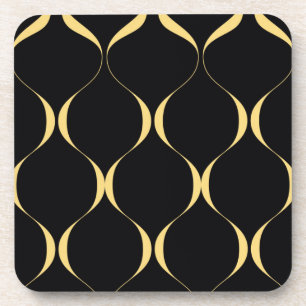 Gold, simple, modern, luxurious wavy graphic coaster