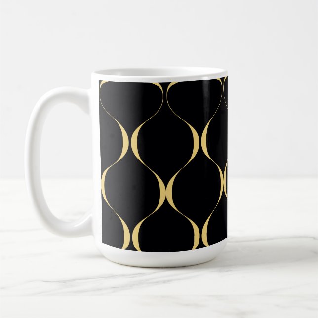 Gold, simple, modern, luxurious wavy graphic coffee mug (Left)