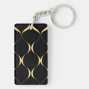 Gold, simple, modern, luxurious wavy graphic keychain