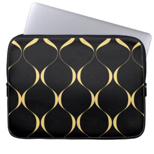 Gold, simple, modern, luxurious wavy graphic laptop sleeve