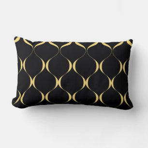Gold, simple, modern, luxurious wavy graphic lumbar pillow