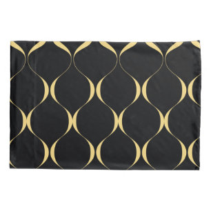 Gold, simple, modern, luxurious wavy graphic pillowcase