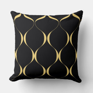 Gold, simple, modern, luxurious wavy graphic throw pillow