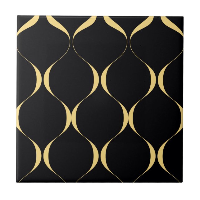 Gold, simple, modern, luxurious wavy graphic tile (Front)