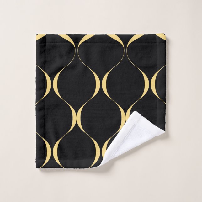 Gold, simple, modern, luxurious wavy graphic wash cloth (Wash Cloth)