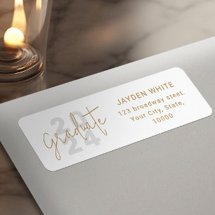 Gold Simple Modern Script Graduate Adresse de reto
