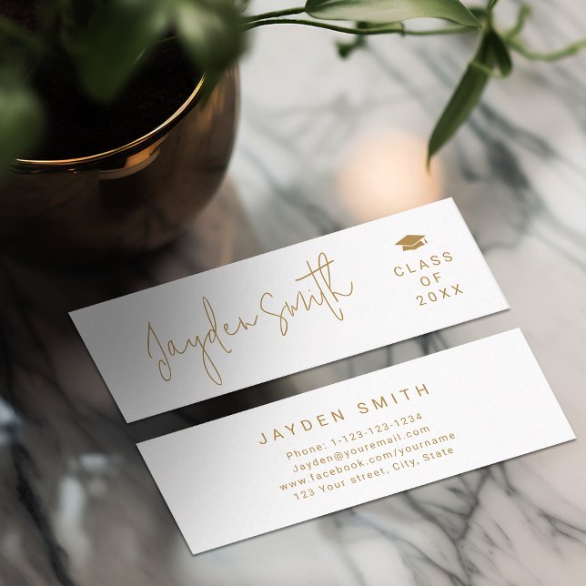 Gold Simple Modern Script Graduate Name Card (Gold Simple Modern Script Graduate Name Card)