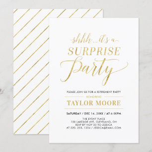 Gold   Simple Modern Surprise Retirement Party Invitation