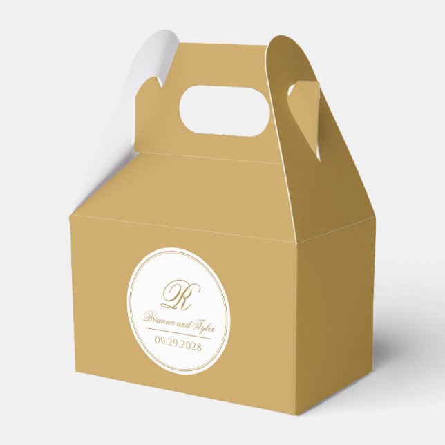 Gold Simply Elegant Classic Wedding Monogram Favor Box (Front Side)