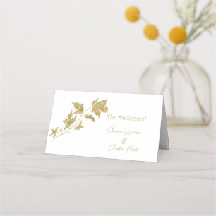 Gold Single Stem Leaf  Name Place Card